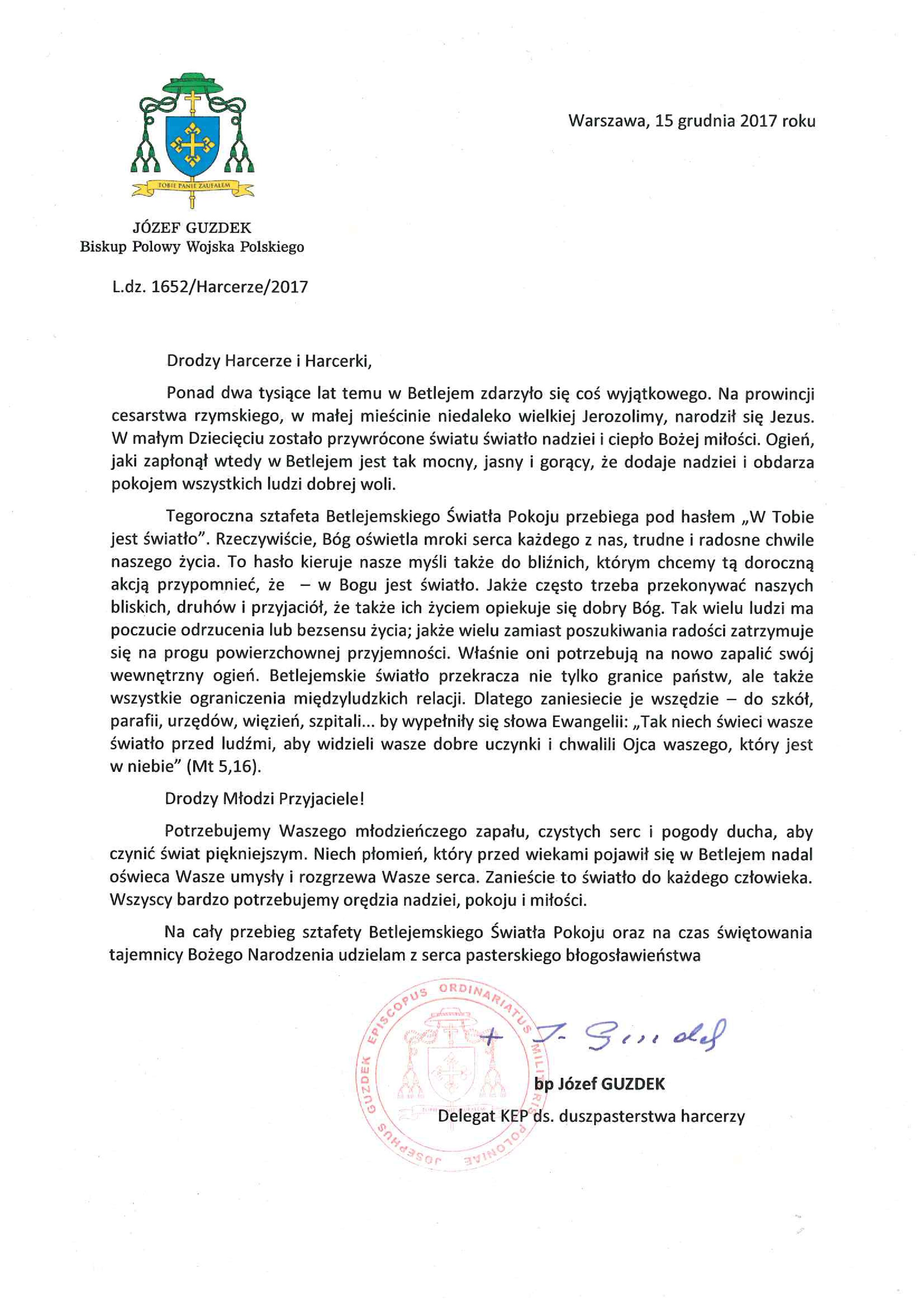 2017 12 16 przeslanie Biskupa harcerze swiatelko betlejemskie 01 e1513462875180