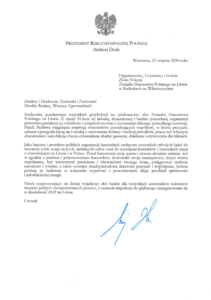 Zlot ZHP na Litwie 2024: List od Prezydenta RP Andrzeja Dudy