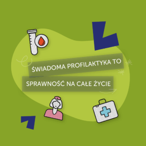 ZHP - w zdrowym ciele zdrowy druh. Kampania uPacjenta i ZHP - tańsze badania dla harcerzy połączone ze wsparciem organizacji. Na grafice napis: Świadoma profilaktyka to sprawność na całe życie. Wokół naszywki w kształce próboówki, pielęgniarki i apteczki.