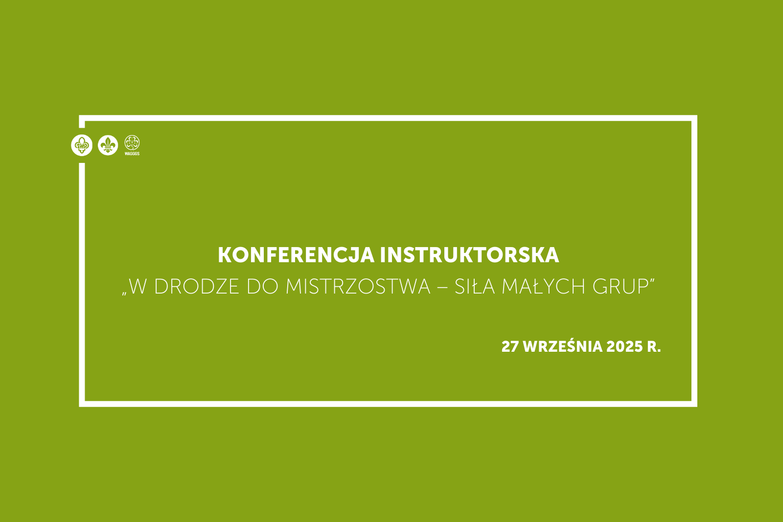 Napis konferencja instruktorska na zielonym tle.